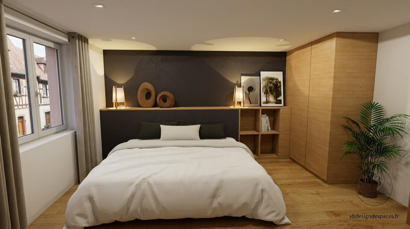 Chambre suite dressing Hôtel architecte d'interieur decoration valerie j brisvalter - vb design d'espaces Alsace